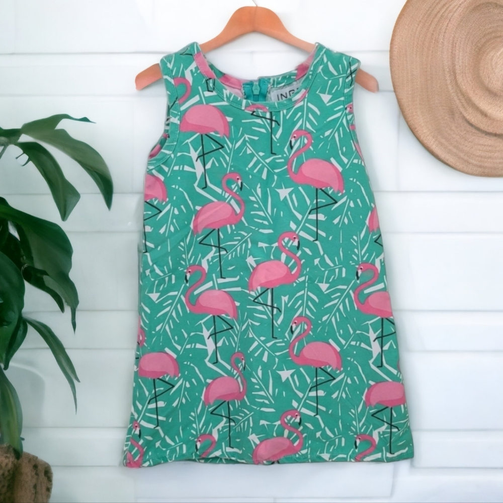 Ingear Kids Mint Green Pink Flamingo Girls Toddler Sleeveless Dress Size…